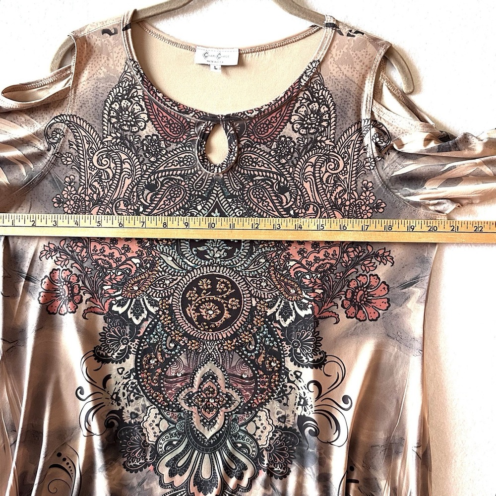 Cover Charge L Large Y2K Embellished Rhinestone 90s 00s ‎ Western Tunic Top - Picture 9 of 11
